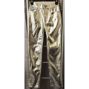 Gap High‎ Rise Cheeky Straight Siver Metallic Jeans 24/00